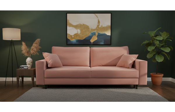 Sofa Emilia 63 na sprężynach z funkcją spania i pojemnikiem